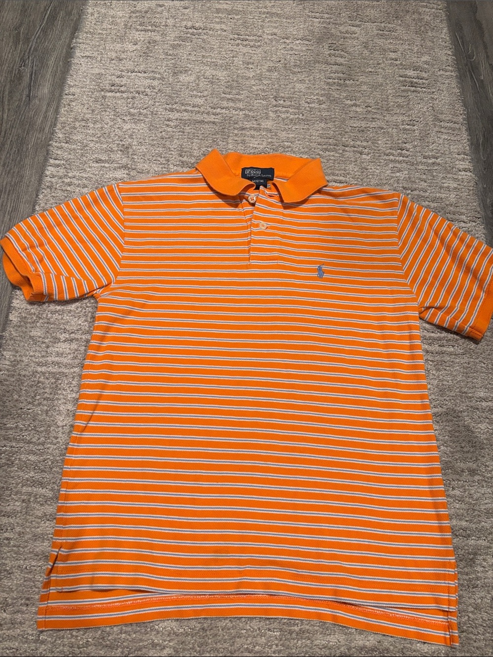 Polo by Ralph Lauren Orange and White Striped Polo size 12/14